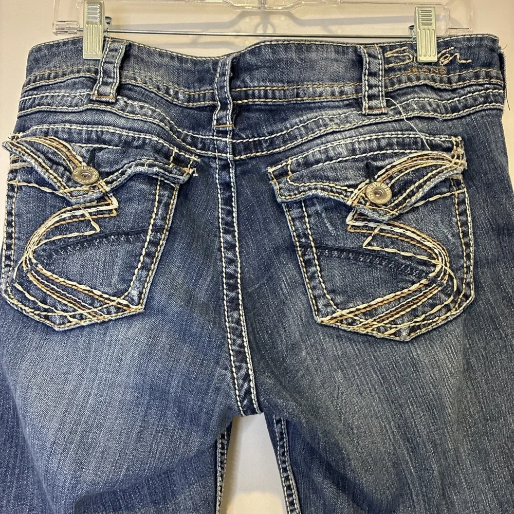 Silver Jeans Co Suki Surplus Bootcut Jeans Blue Thick Stitch W32 L34 L906SDA257
